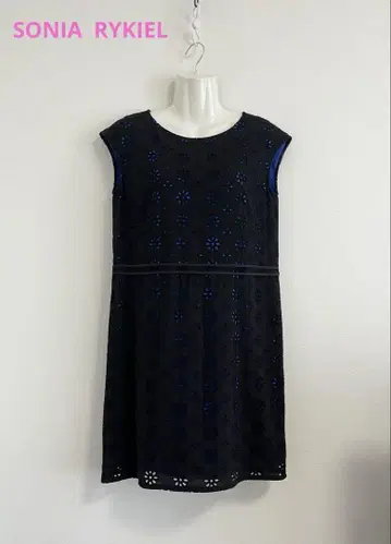 SONIA RYKIEL 원피스 38 블랙 꽃무늬 안감 블루 [새상품급]