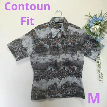 Contoun Fit 풍경화 프린트 반팔 셔츠 남성용 M 사이즈 0033