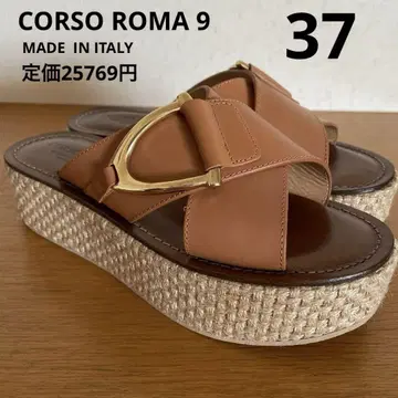 CORSO ROMA 9 통굽 주트 샌들 천연 가죽 볼륨 크로스 샌들