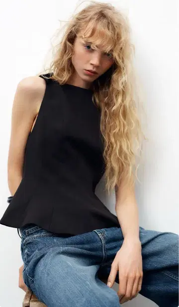 ZARA 페플럼 리본 상의