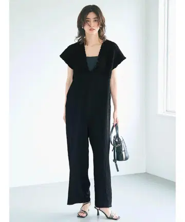 coca 코카 주름 셔링 V넥 올인원 블랙 M