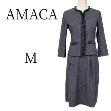 새상품급 AMACA 아마카 네이비, 화이트 스커트 셋업 M