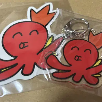 대머리 문어 새우 플라이 키링 스티커 세트