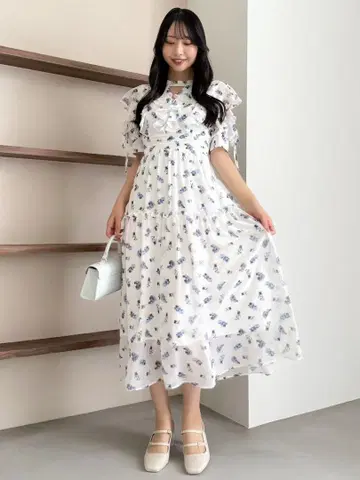 dazzlin 러플 리본 플라워 원피스