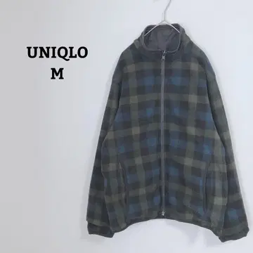 유니클로 플리스 자켓 리버시블 풀집업 체크 M