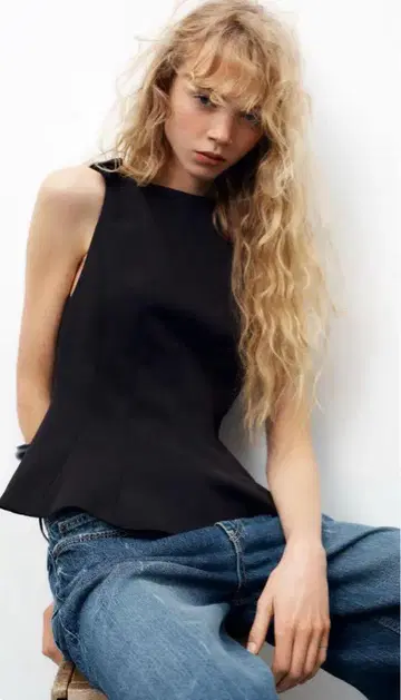 ZARA 페플럼 리본 상의