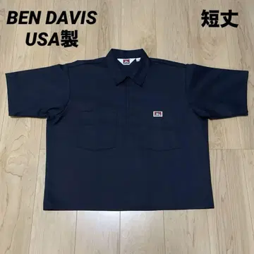 BEN DAVIS USA 제작 하프 지퍼 워크 셔츠 블랙 숏 기장 Y2K