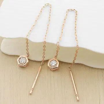 벌집 디자인에 반짝이는 다이아몬드 아메리칸 귀걸이 K10PG