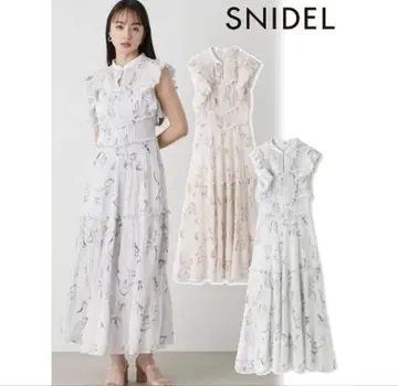 snidel Sustainable 프린트 플리츠 원피스 Blue