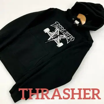 THRASHER 속기모 후드티 블랙 M 스케이터 #1705
