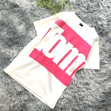 Tommy [ M 상당 ] 화이트 핑크 로고 티셔츠 반팔 캐주얼