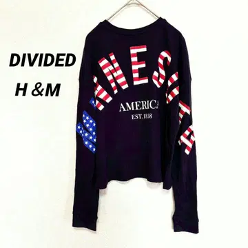 2815M 디바이디드 긴팔 티셔츠 롱티 미국 국기 상의 H&M