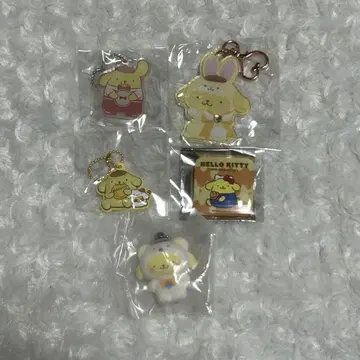 산리오 폼폼푸딩 키링 캔뱃지 5점