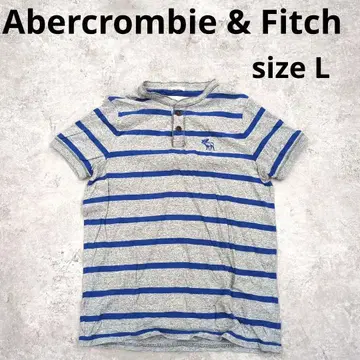 243 Abercrombie & Fitch 그레이/파랑 보더 셔츠 L