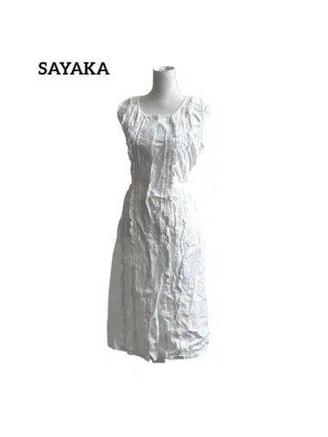 SAYAKA 코튼 100% 프릴 핀턱 슬리브리스 원피스