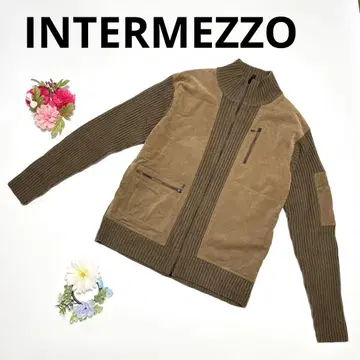 INTERMEZZO 니트 x 코듀로이 지퍼 자켓 M 사이즈