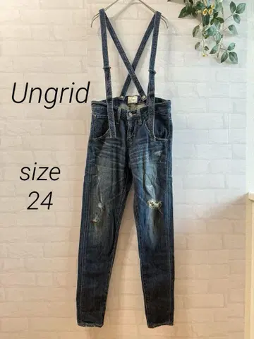 [ Ungrid ] 서스펜더 데미지 데님 팬츠 (24)