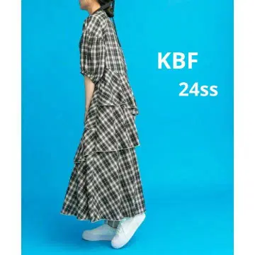 KBF 체크 이레헴 티어드 볼륨 원피스
