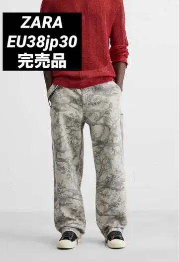 zara 자라 앱스트랙트 프린트 카펜터 팬츠 EU38 JP30