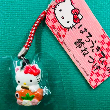 2005년 제조 레어 헬로키티 개운 마네키네코 도미 행운의 물건 방울 끈