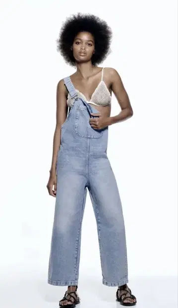 ZARA 데님 멜빵바지