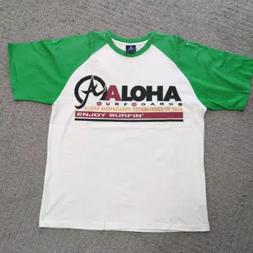 Aloha 서프 T셔츠 화이트/그린 남성용