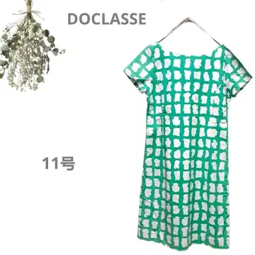 [두클라쎄 DOCLASSE] 반팔 무릎 기장 원피스 올 패턴 그린 11호