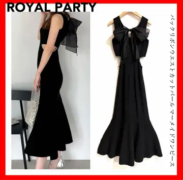 ROYAL PARTY 백리본 허리 컷 펄 머메이드 원피스