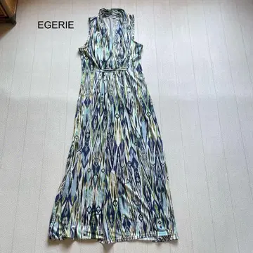 EGERIE 저지 원피스 롱 기장 기하학 패턴 블루 F