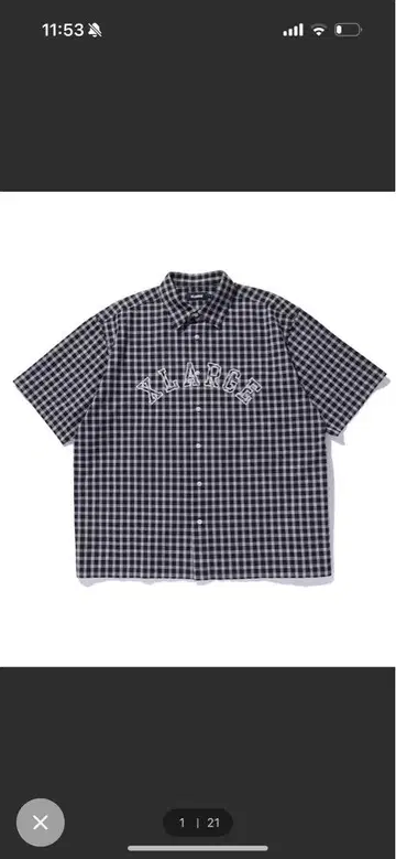 XLARGE 오리지널 체크 무늬 반팔 셔츠