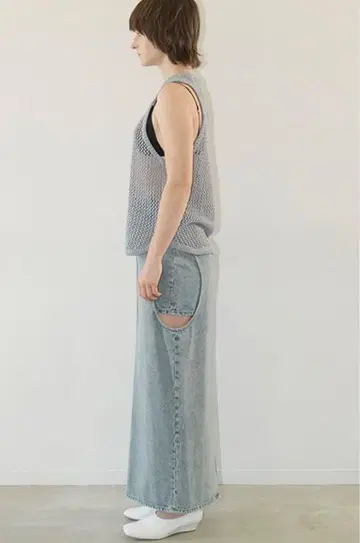 CLANE CIRCLE CUT LAYERED DENIM SKIRT