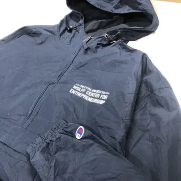 Champion 아노락 후드티 나일론 네이비 남성용 XL