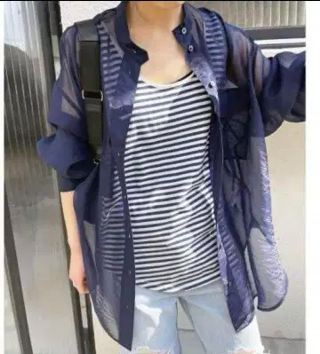 스픽 앤 스팬 스탠드 카라 시어 오버 셔츠