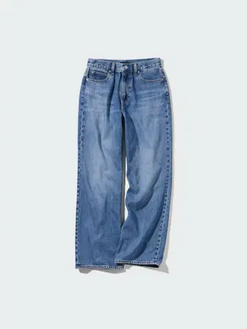 보정 없음 [ 23인치 ] UNIQLO 와이드 스트레이트 청바지 BLUE