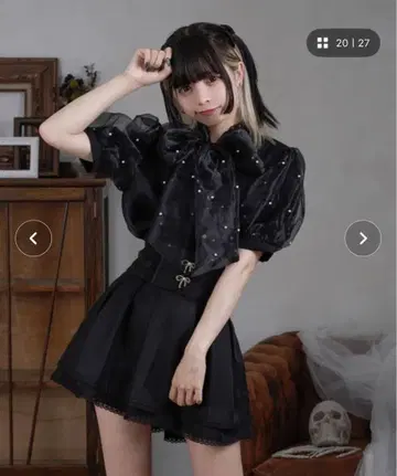 [ Pal elfy ] 펄 오간자 보타이 블라우스