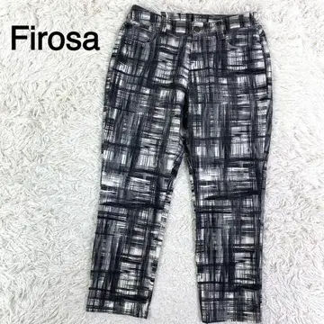 Firosa 그레이 컬러 체크 무늬 캐주얼 팬츠
