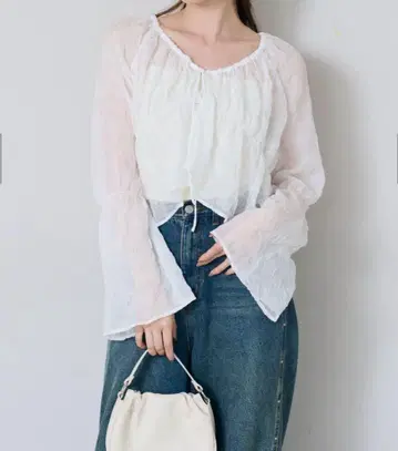 셔링 시어 블라우스 카스타네