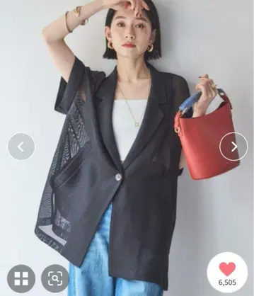 메쉬 프렌치 슬리브 자켓