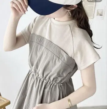 택 포함 새상품 클래식 엘프 뷔스티에 도킹 원피스 베이지 그레이지 L