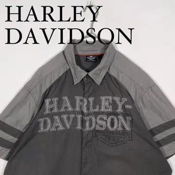 HARLEY-DAVIDSON 반팔 버튼다운 워크 셔츠 그레이 Xl