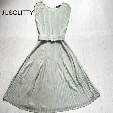 JUSGLITTY 패턴 짜임  플레어 원피스 민트 M