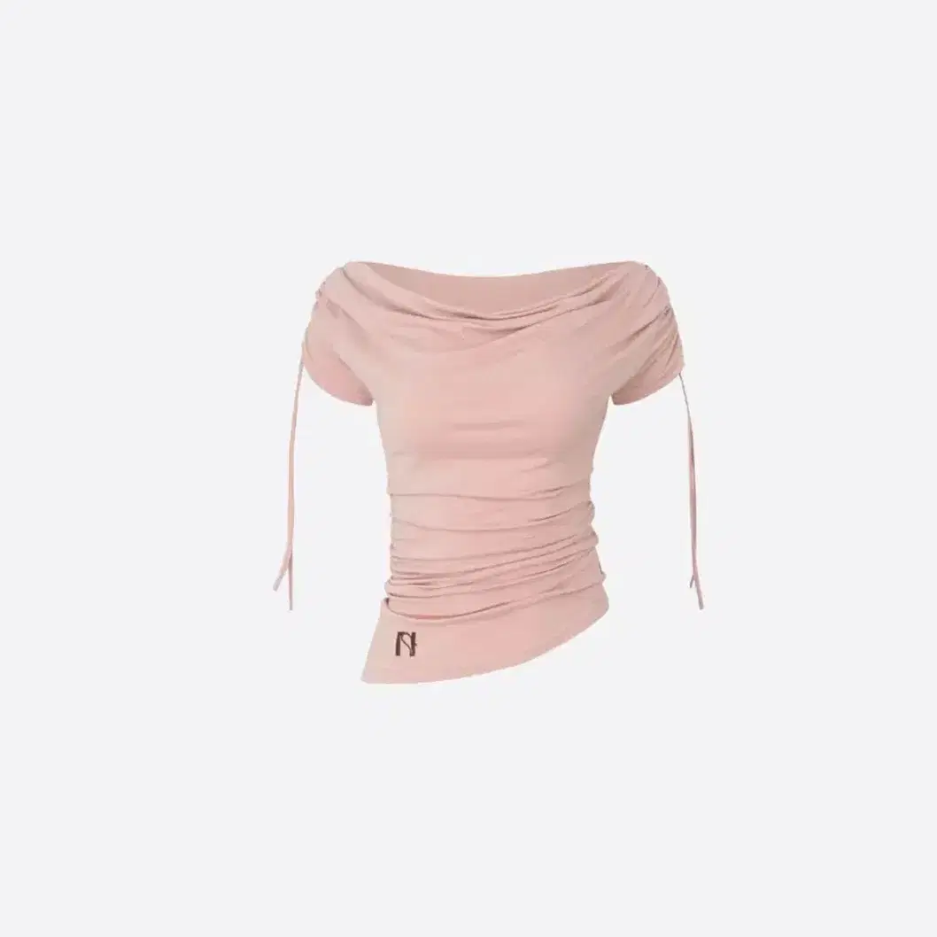 Newerlin Miyao Summer Draping Shirring Boat Neck Top meow