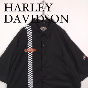 HARLEY DAVIDSON 반팔 버튼다운 레이싱 셔츠 블랙 XL