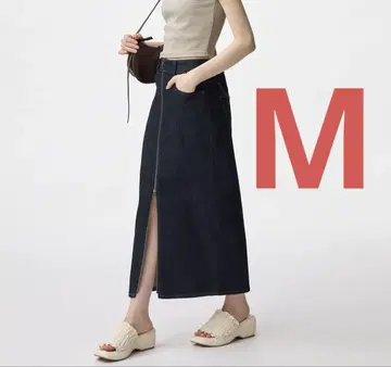 지유 GU 데님 지퍼 내로우 스커트 69 NAVY 미사용 새상품 M