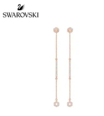 Swarovski 로즈 골드 롱 귀걸이