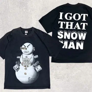USA DOUBLE LINE SNOW MAN 티셔츠 스트릿 [L] 블랙