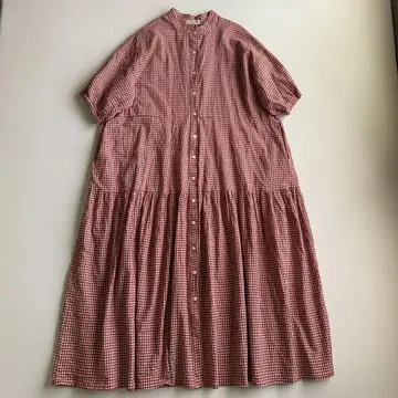 사만사 모스모스 접촉 냉감 깅엄 체크 패턴 모듬 티어드 원피스