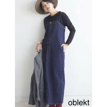 오브젝트 타카야마 미야코 데님 오버롤 스커트 oblekt 콜라보
