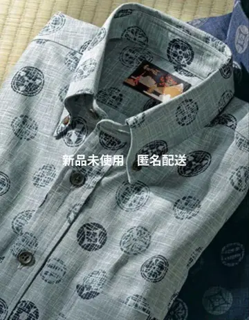 미사용 새상품 순수 일본산 교토 염색 와()풍 에도 문양 반팔 셔츠