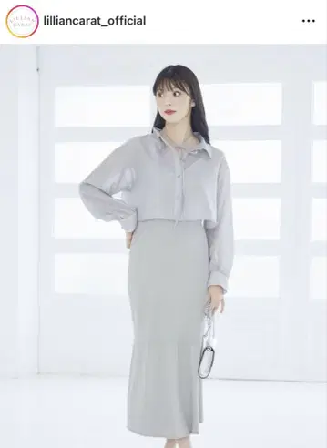 라이트 블루 니트 원피스 셋업
